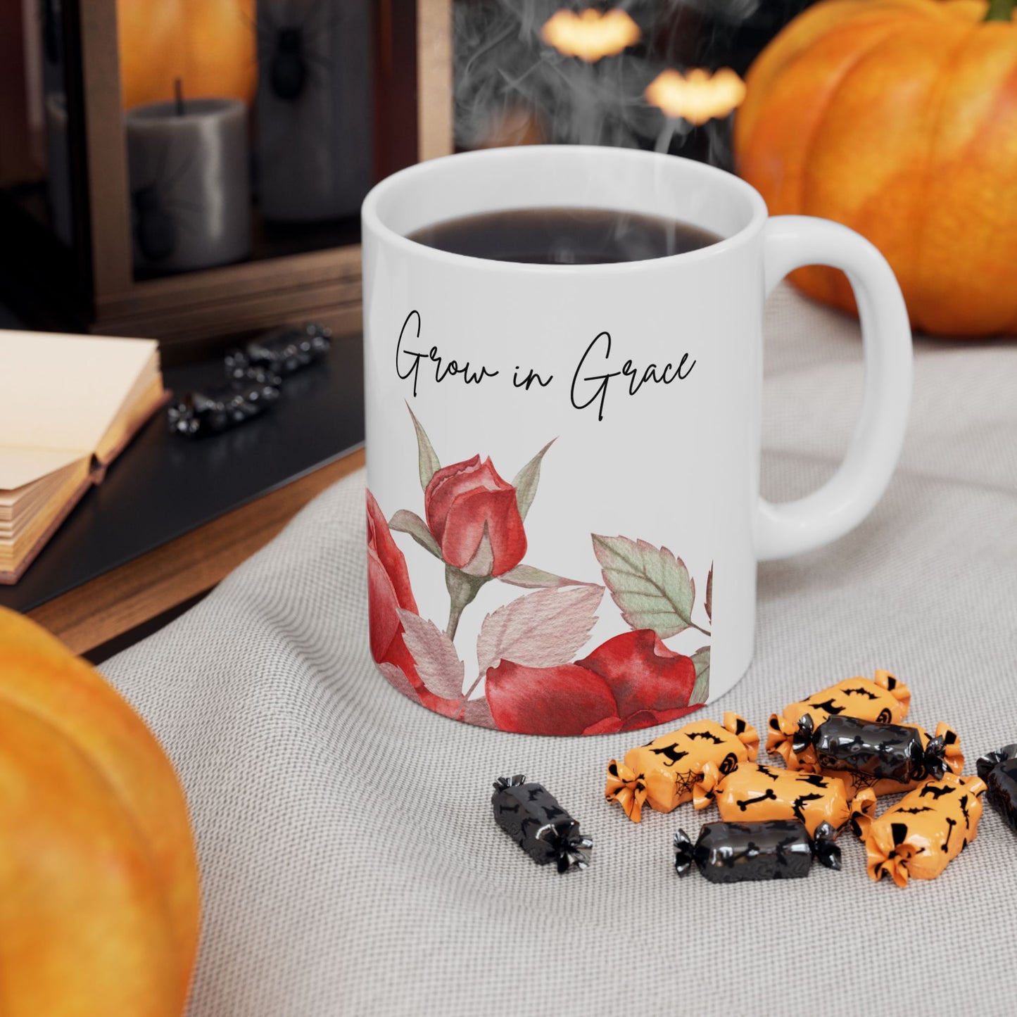 Grow in Grace Red Roses Ceramic Mug 11oz
