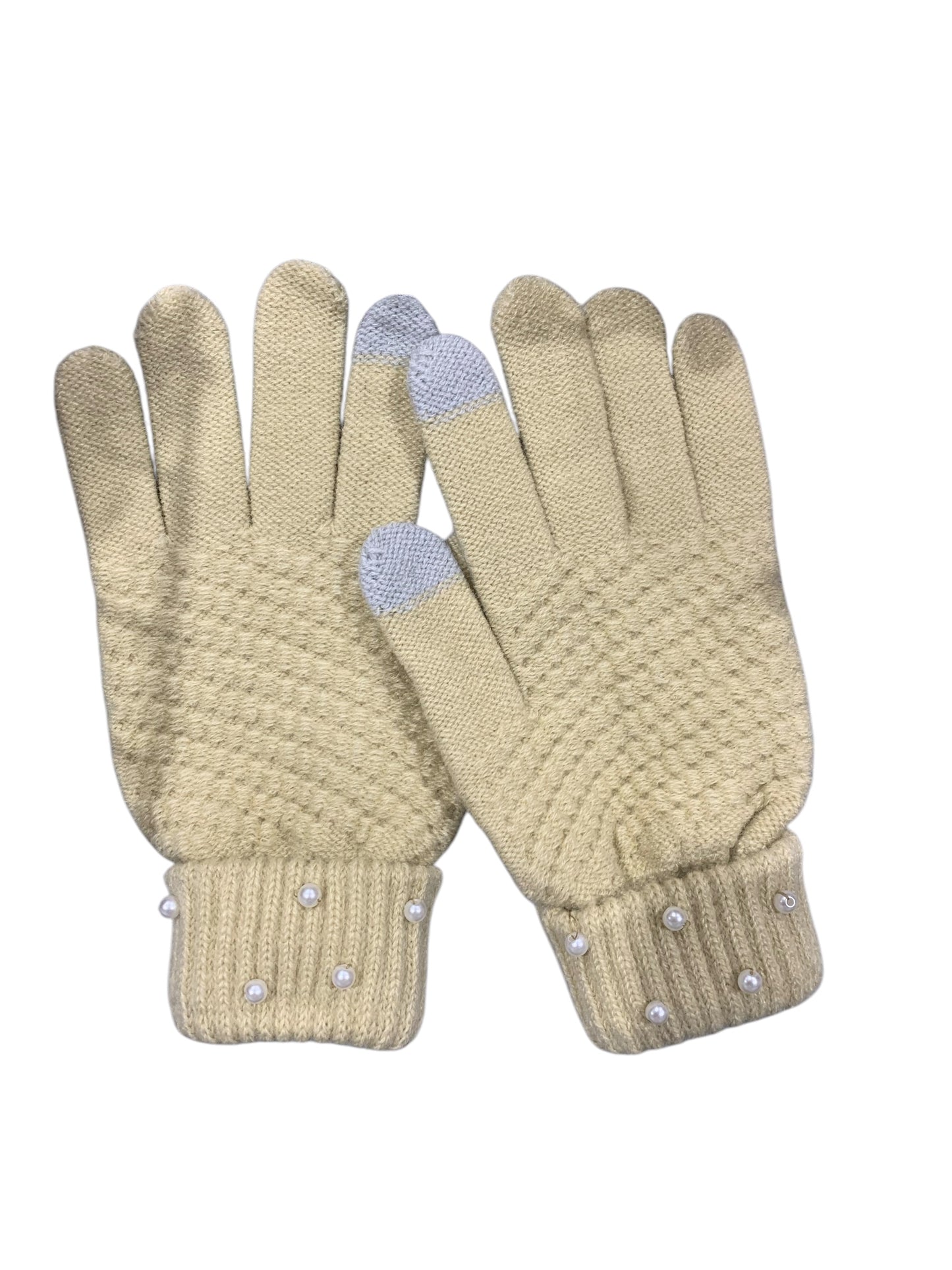 Gloves Knitted Hand Sewn Pearl Embellished