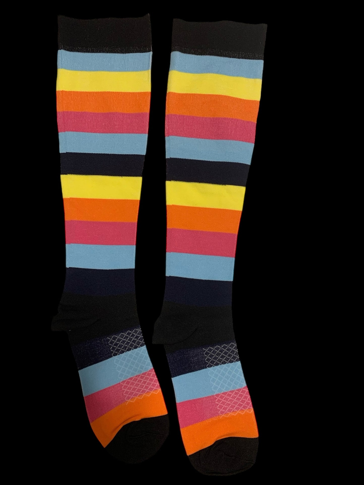 Rainbow Stripes Closed Toe Light Compression Stockings