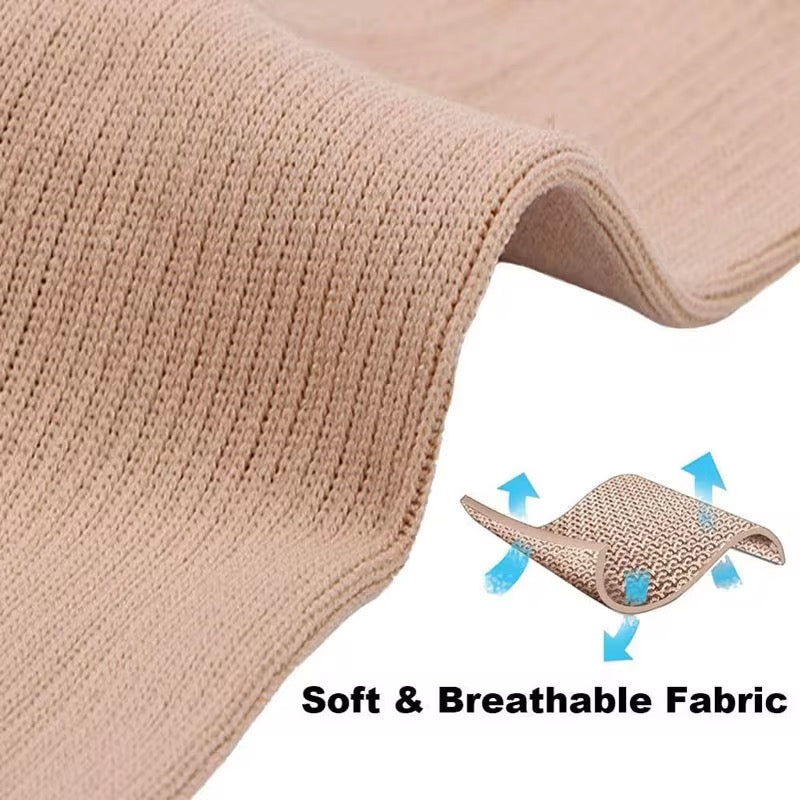 Open Toe Thigh High Beige Open Toe, Light Compression Stockings