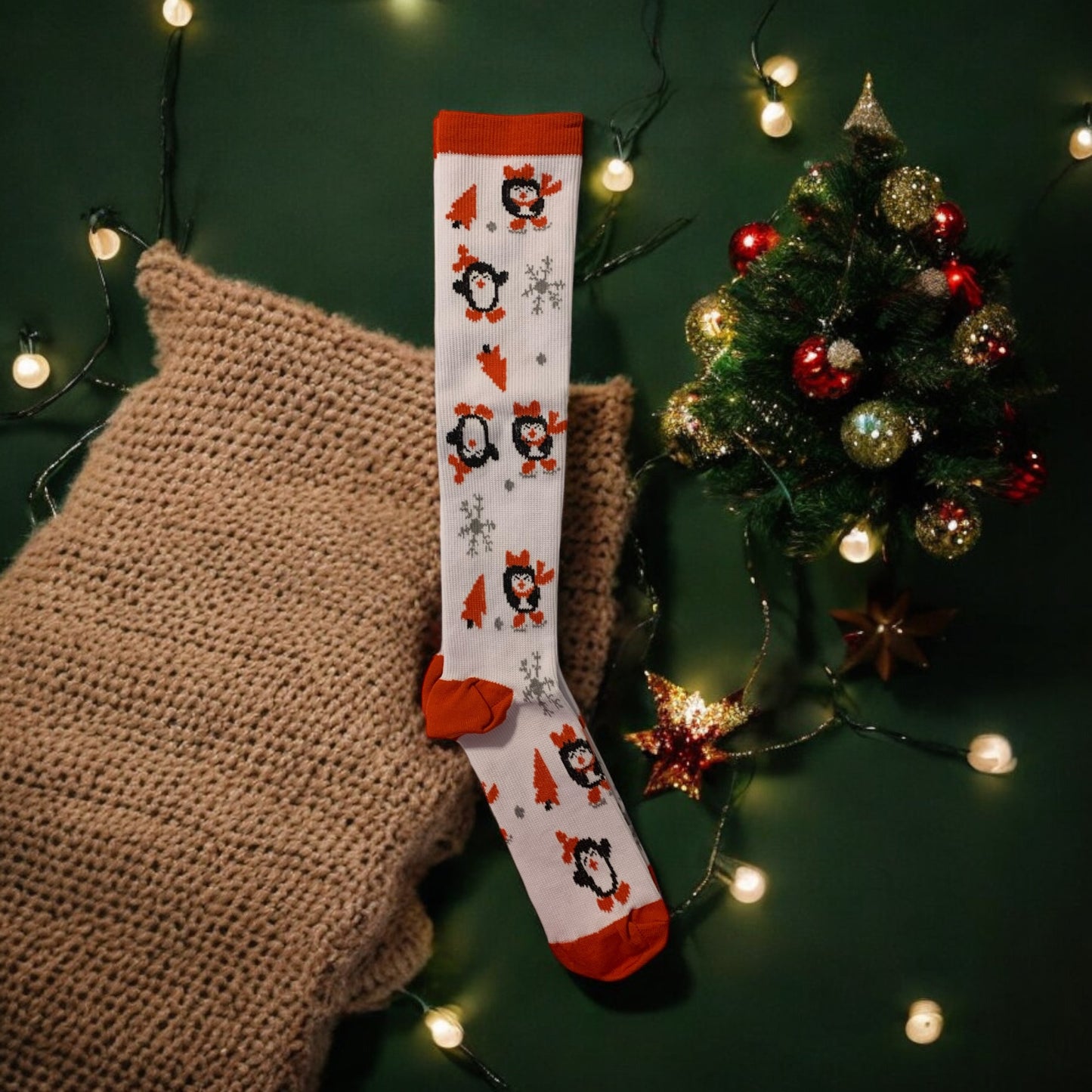 Christmas Light Below the Knee Closed Toe Compression Stockings, variety