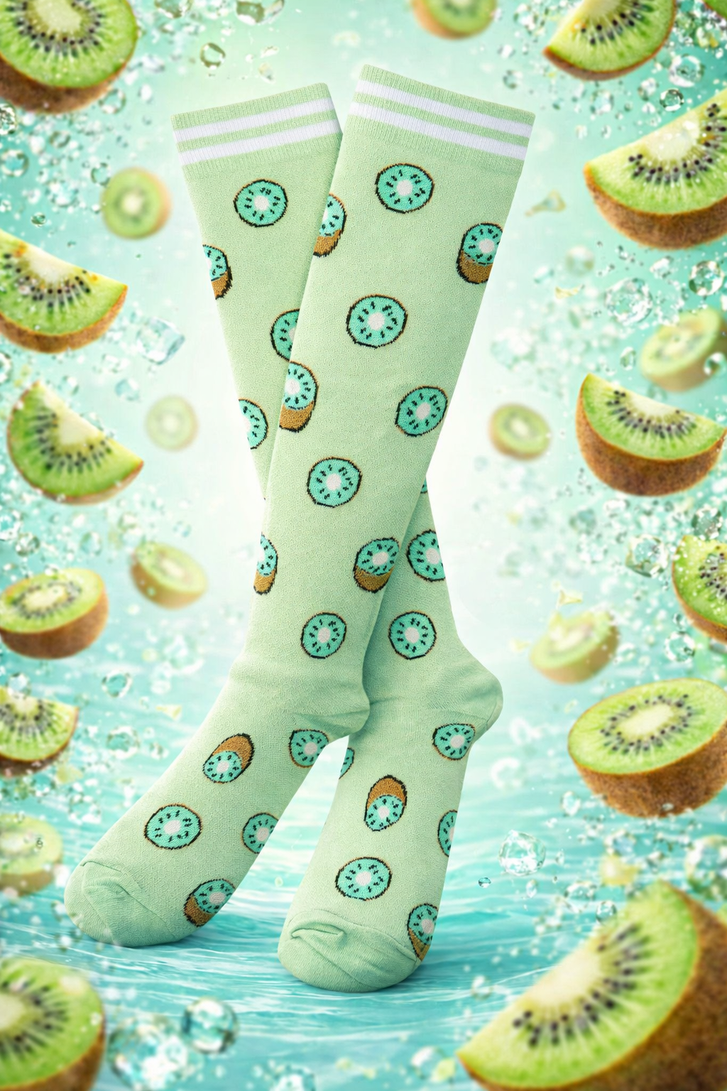 Kiwi on Mint Light Compression Socks