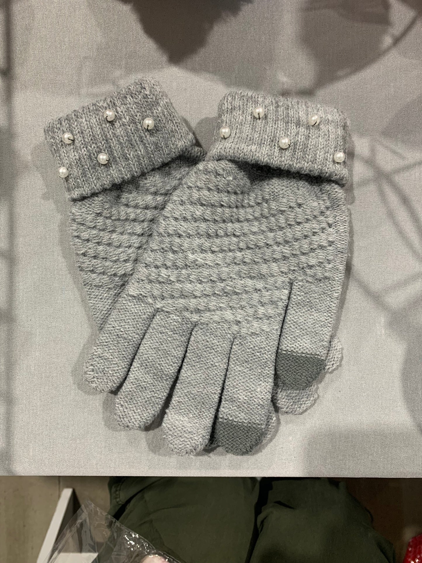 Gloves Knitted Hand Sewn Pearl Embellished