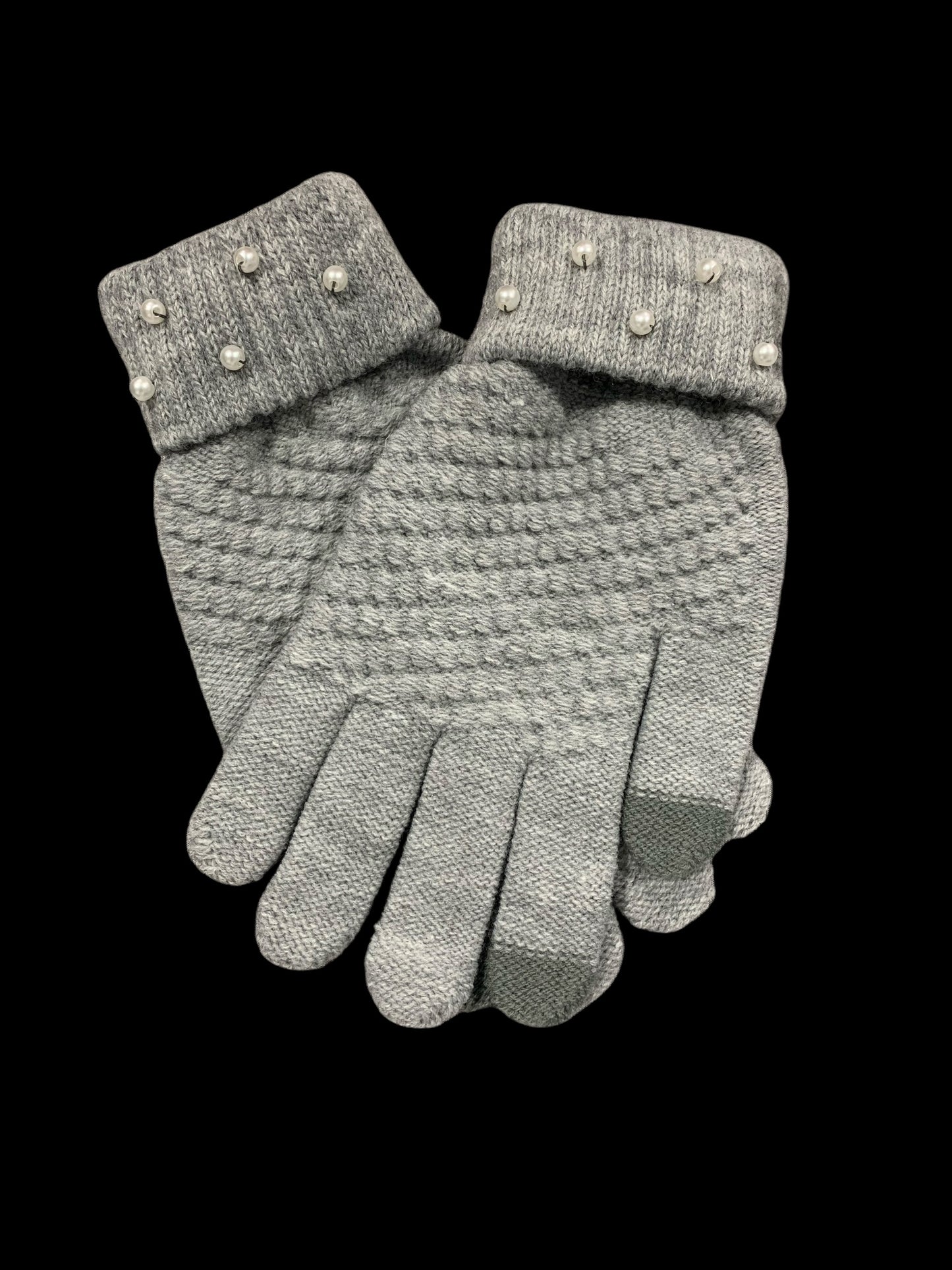 Gloves Knitted Hand Sewn Pearl Embellished