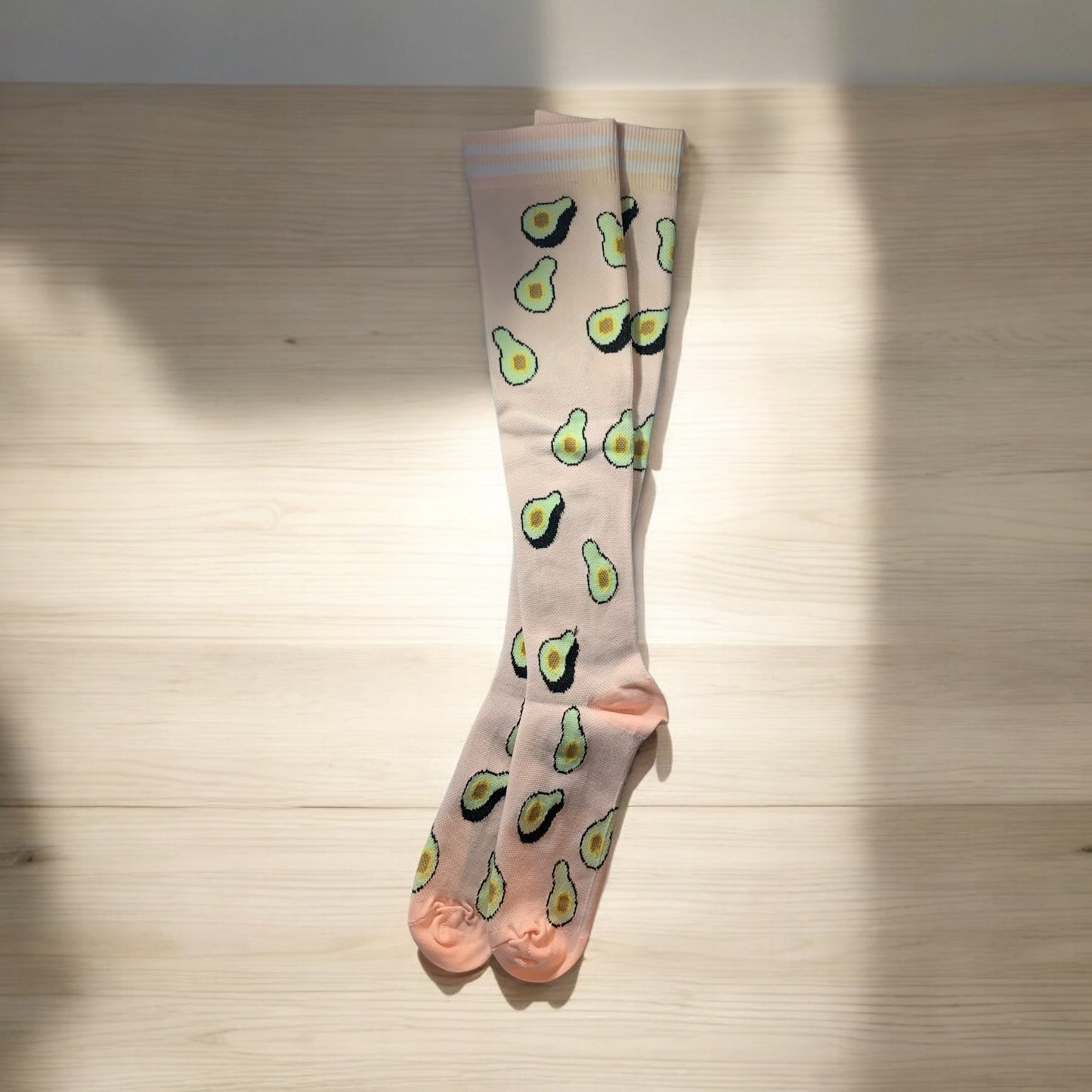 Avocado on Peach Light Compression Stockings Socks