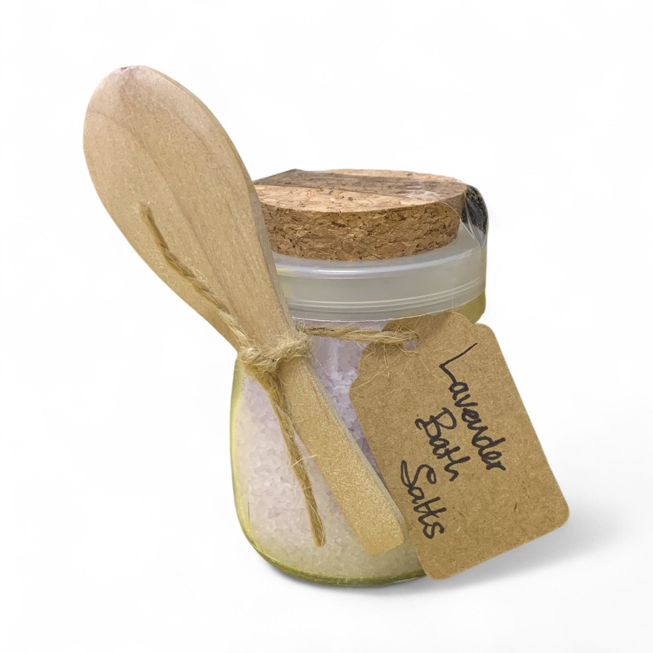 Lavender Bath Salts in Reusable Jar with Wooden Spoon