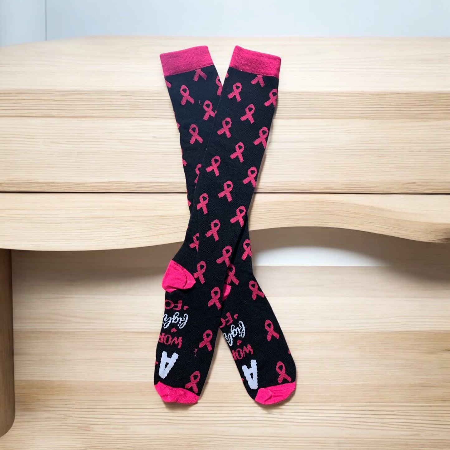 Breast Cancer Awareness Closed Toe Light Compression Stockings