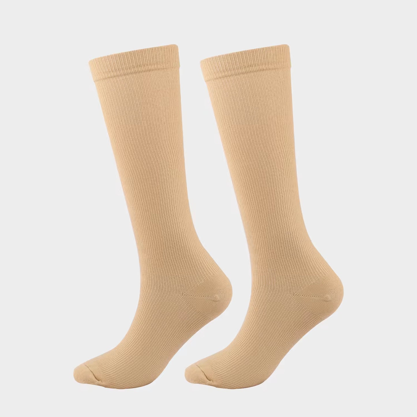 Below Knee Closed Toe BEIGE Light Compression Stockings