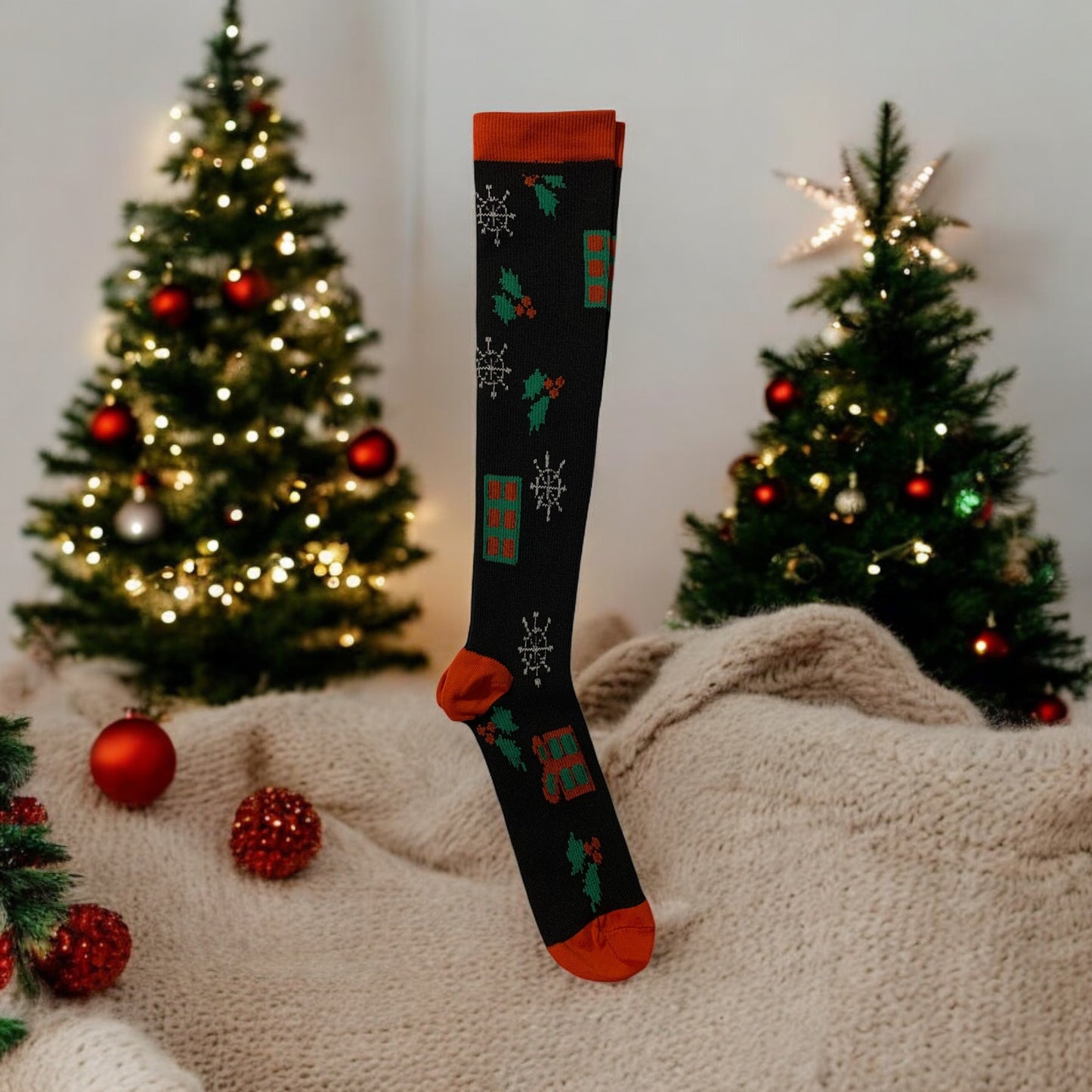 Christmas Light Below the Knee Closed Toe Compression Stockings, variety