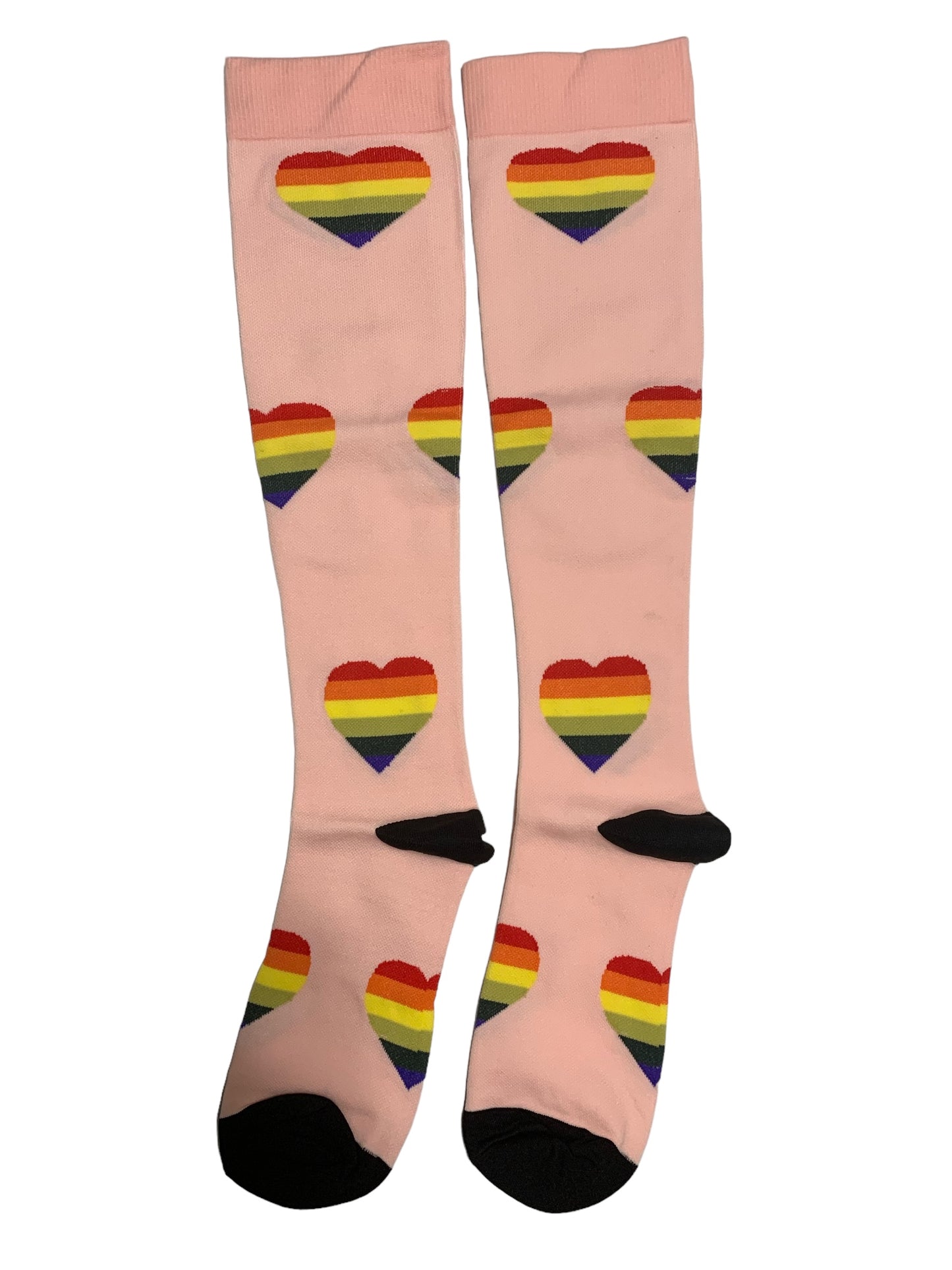 Rainbow Hearts Closed Toe Light Compression Stockings