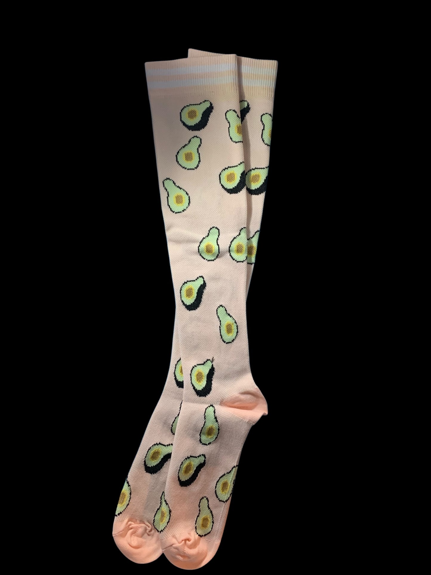 Avocado on Peach Light Compression Stockings Socks