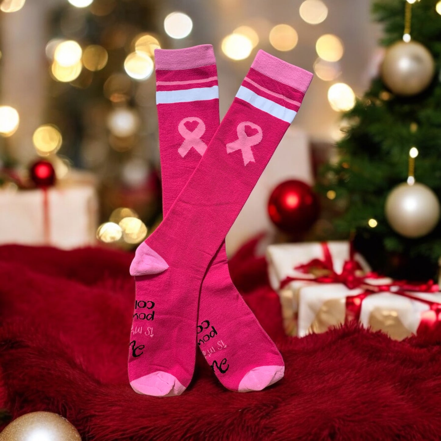 Breast Cancer Awareness Closed Toe Light Compression Stockings