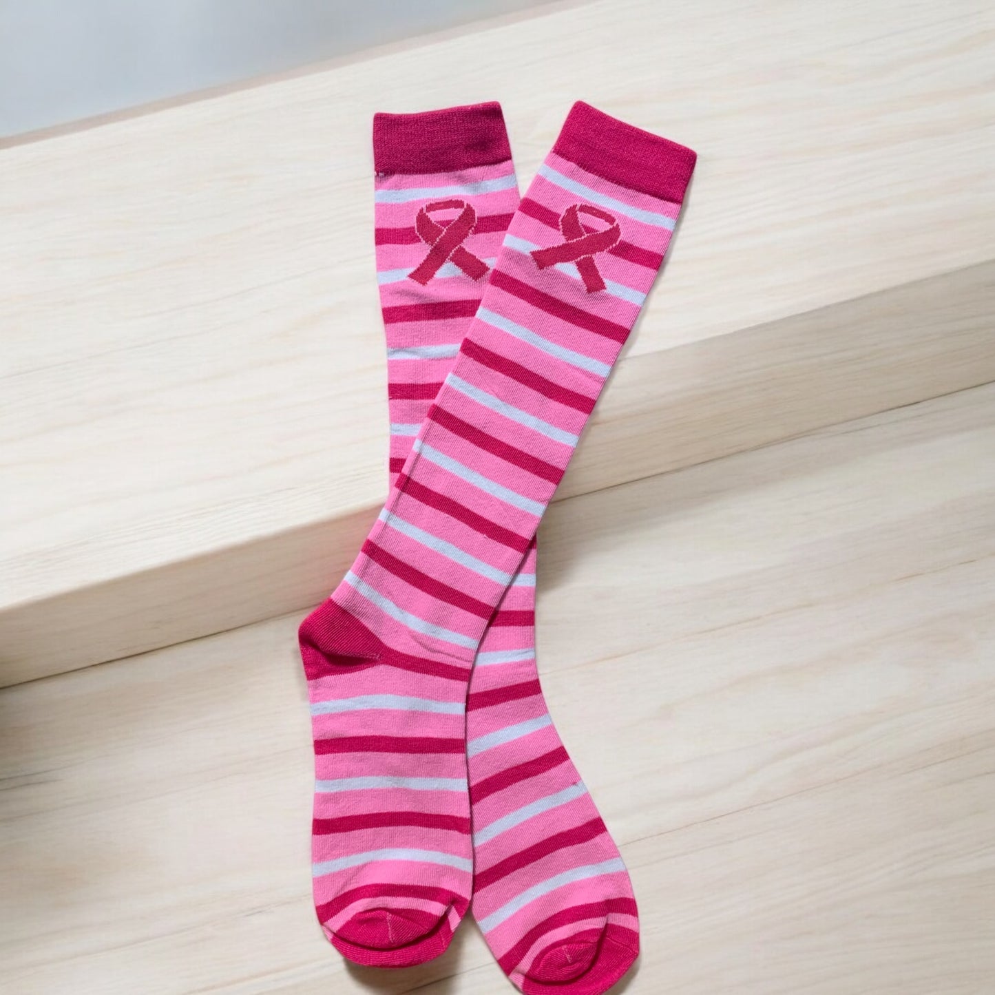 Breast Cancer Awareness Closed Toe Light Compression Stockings