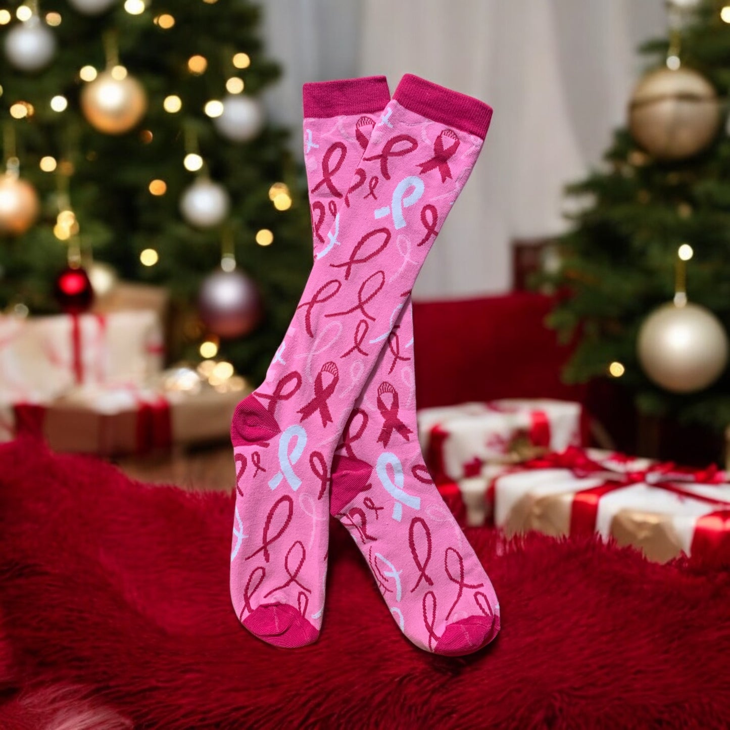 Breast Cancer Awareness Closed Toe Light Compression Stockings