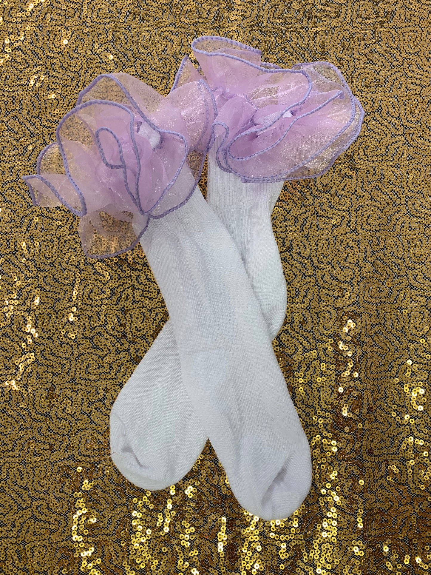 Ruffle Girl White Crew Socks