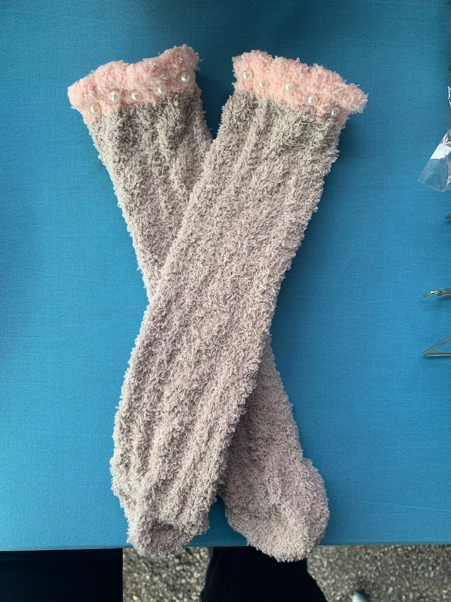 Fuzzy Warm Pearl Hand Sewn Women’s Socks