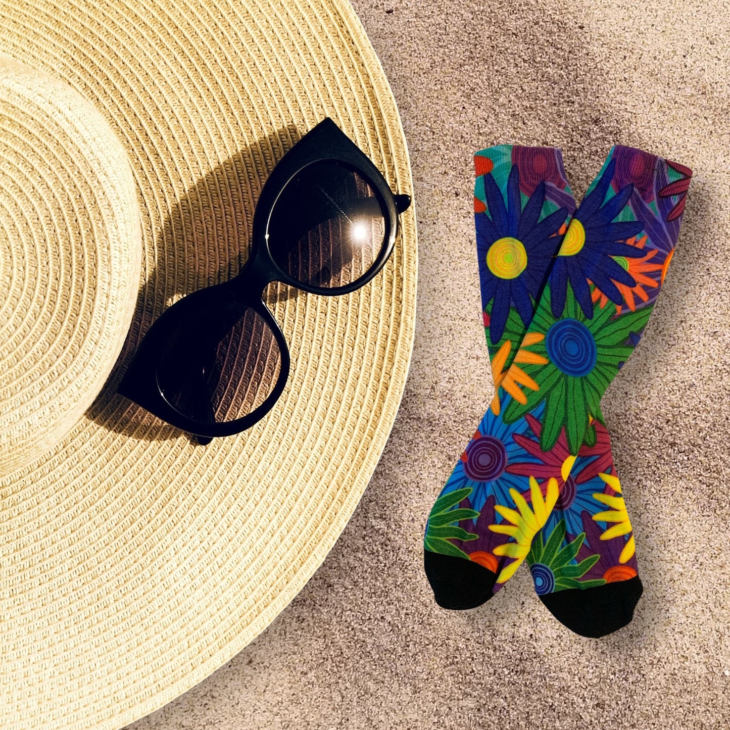 Tropical Vacation Flower Socks Mid Calf Comfortable