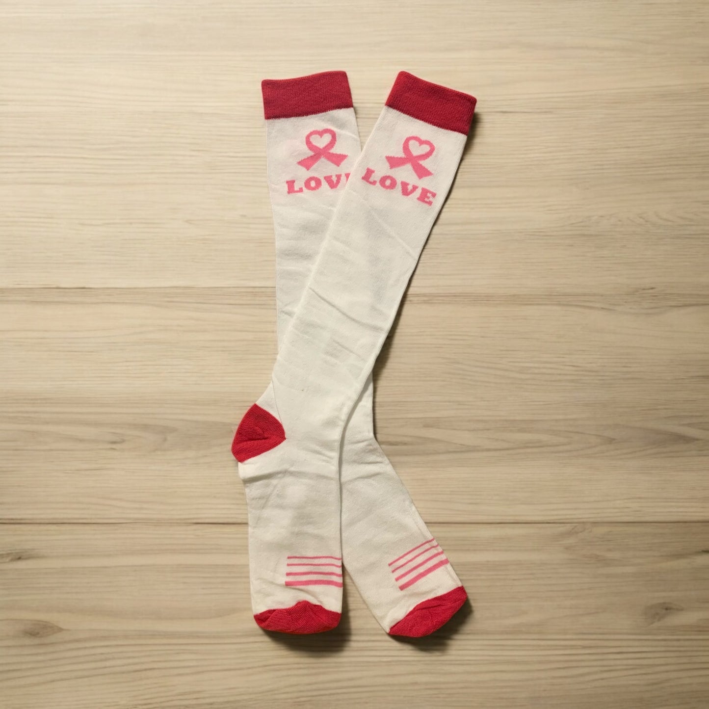 Breast Cancer Awareness Closed Toe Light Compression Stockings