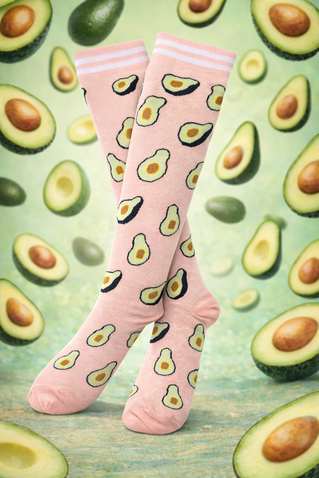Avocado on Peach Light Compression Stockings Socks