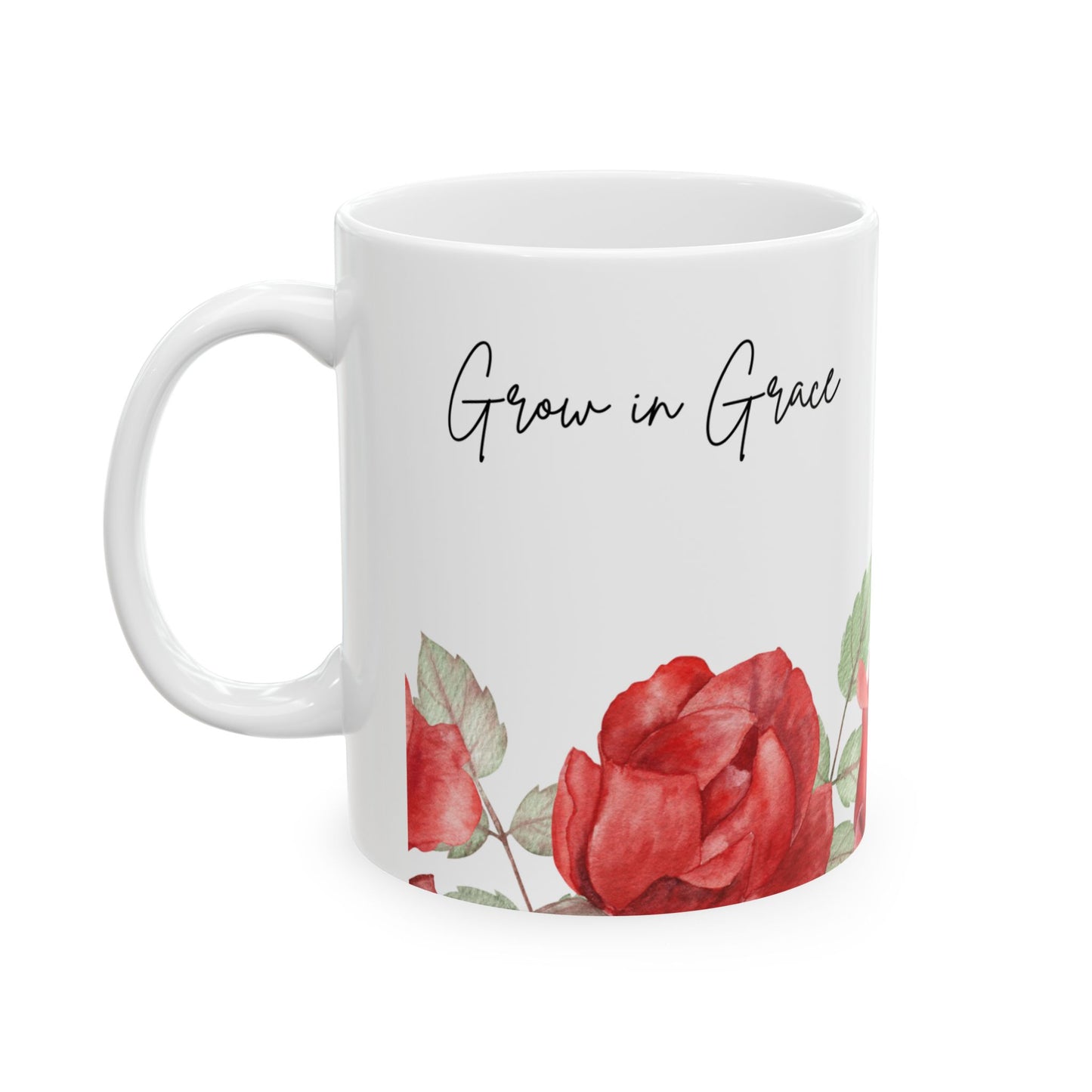 Grow in Grace Red Roses Ceramic Mug 11oz