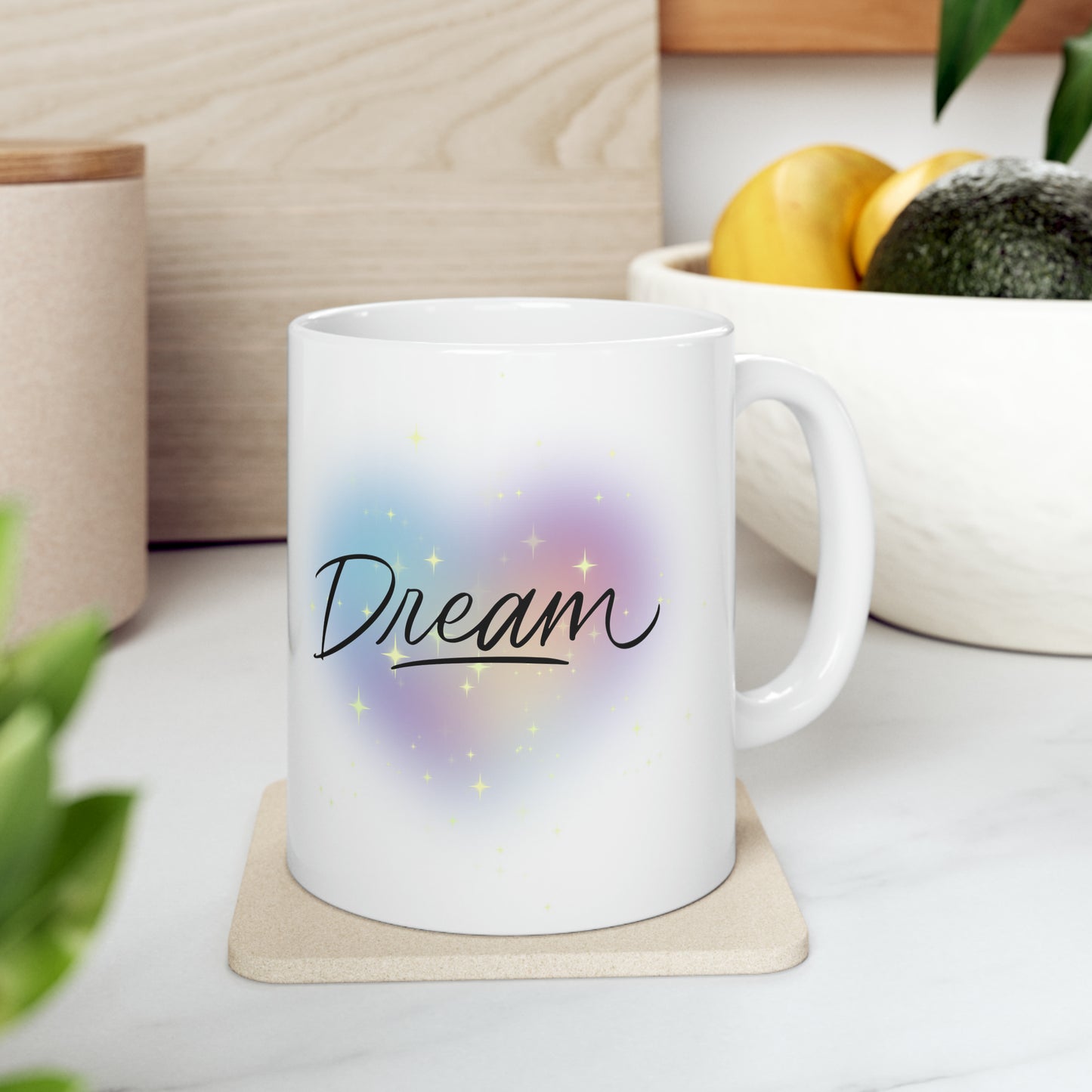 Dream Rainbow Heart Ceramic Mug, 11oz