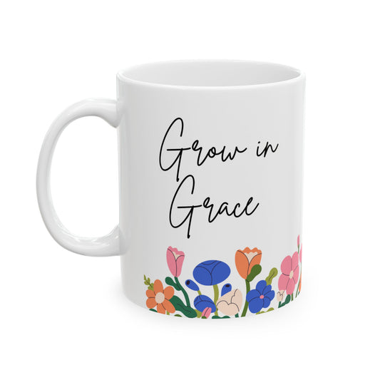 Grow in Grace Spring Flowers Ceramic Mug 11oz