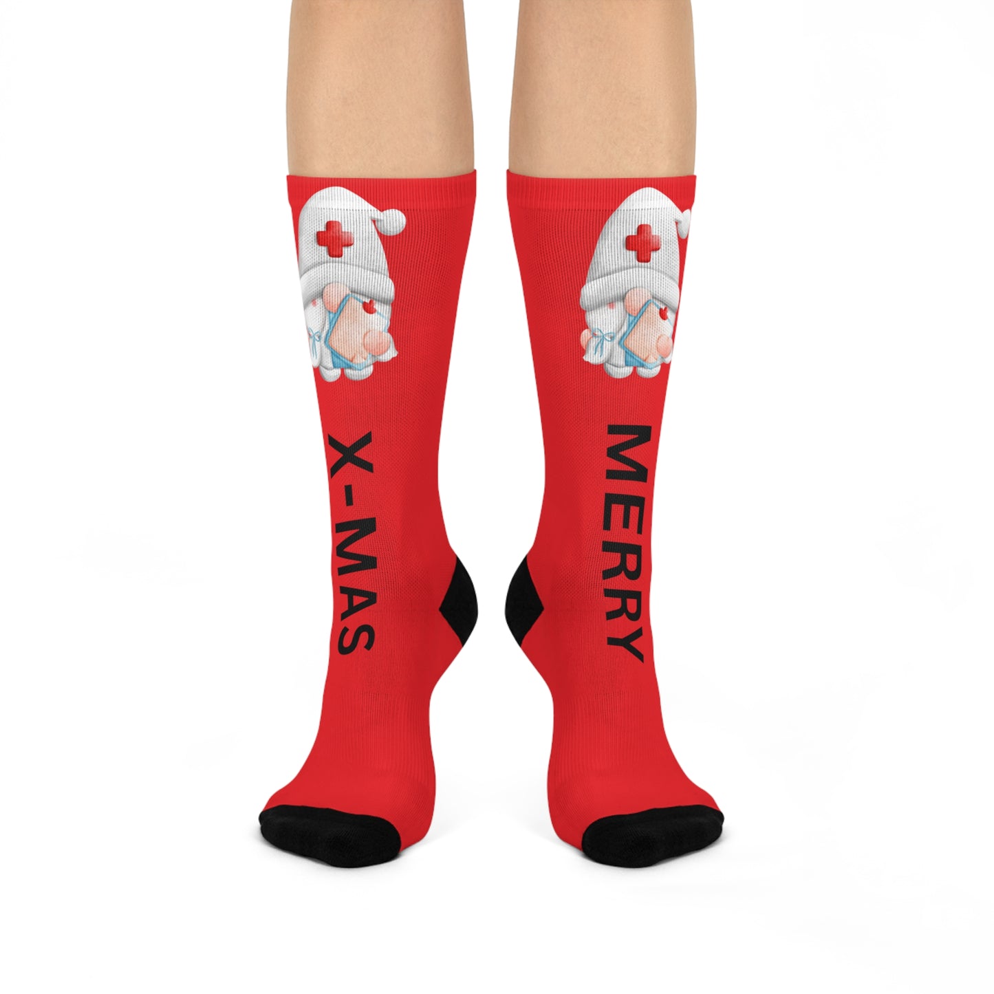 Christmas Nurse Elf Cushioned Crew Socks