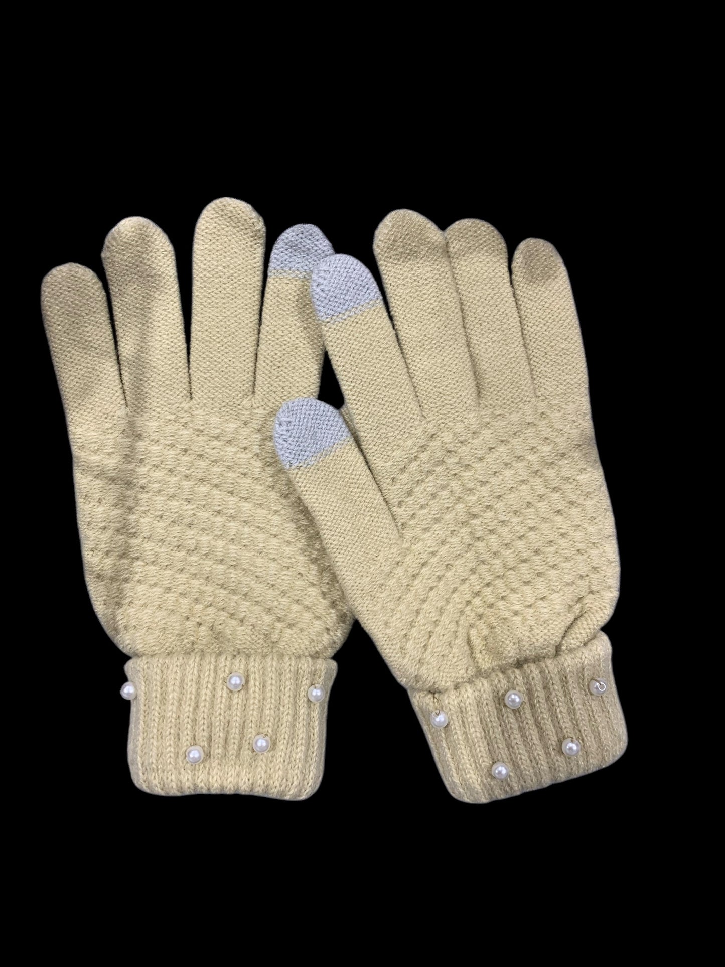 Gloves Knitted Hand Sewn Pearl Embellished