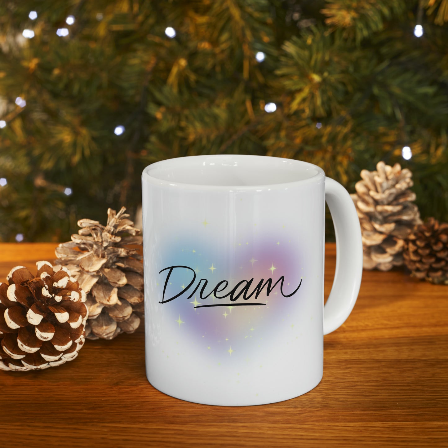 Dream Rainbow Heart Ceramic Mug, 11oz