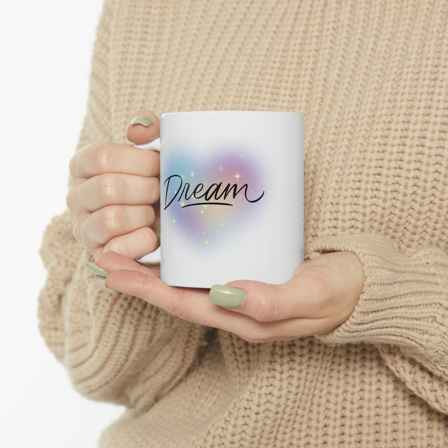 Dream Rainbow Heart Ceramic Mug, 11oz