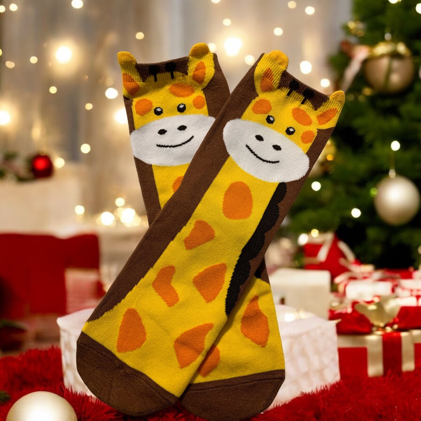 Giraffe Jungle Animal Fun Socks for Adults and Older Children Ages 12 plus