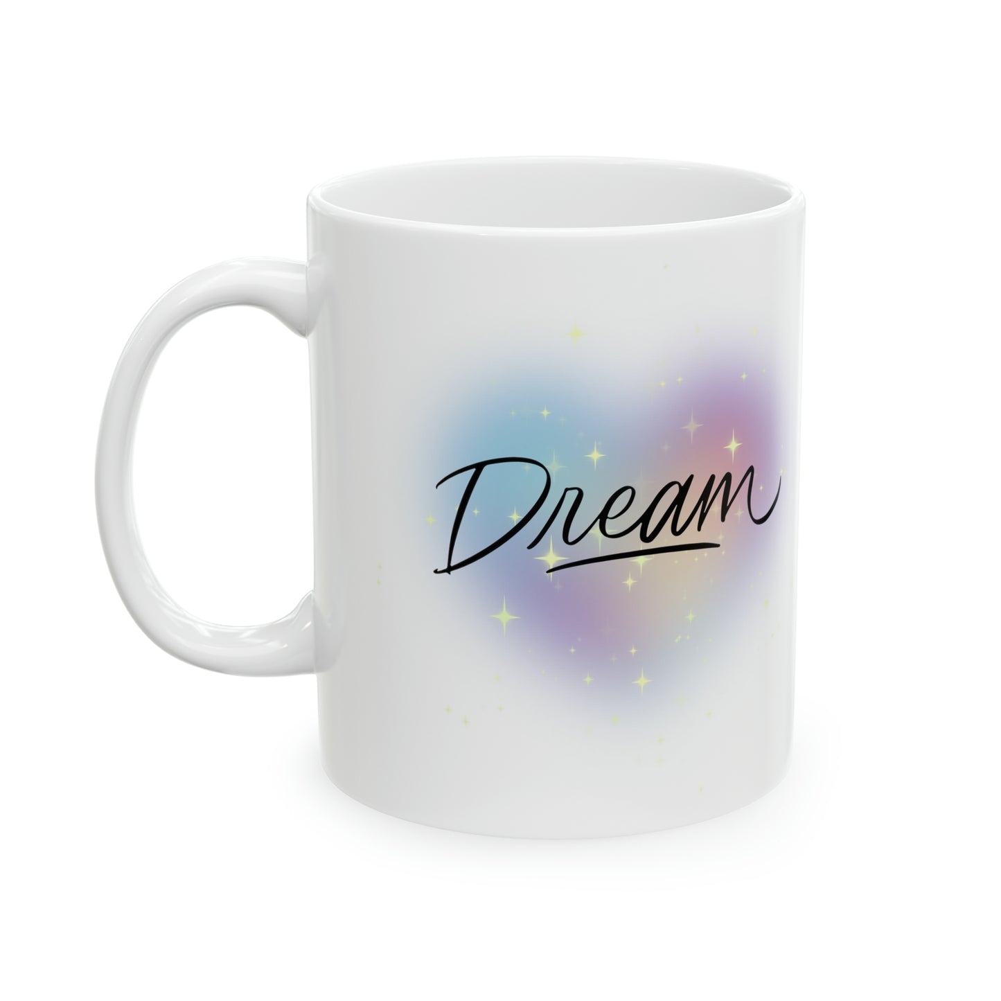 Dream Rainbow Heart Ceramic Mug, 11oz