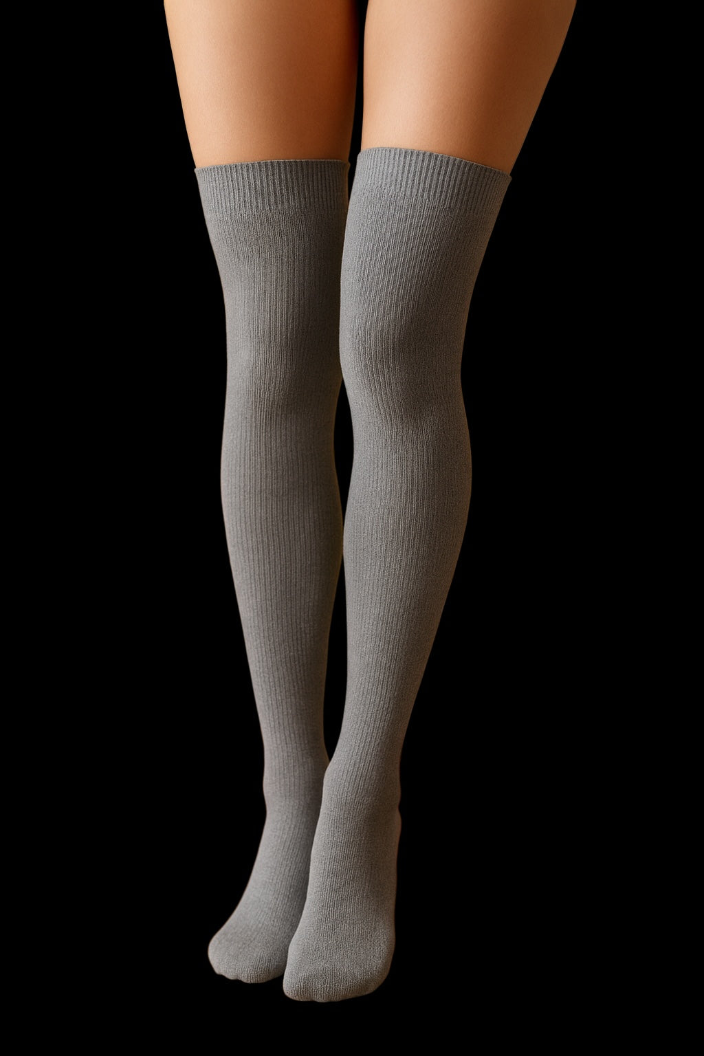 Grey Thigh High Closed Toe Light Compression Socks for Men and Women