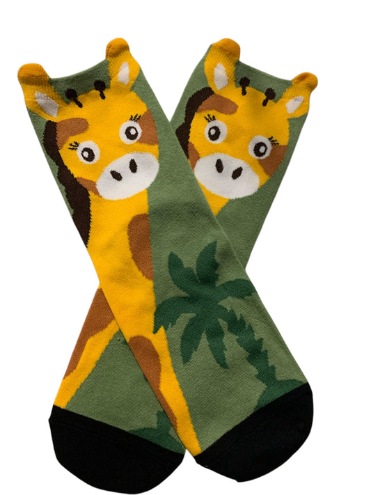 Giraffe Jungle Animal Fun Socks for Adults and Older Children Ages 12 plus