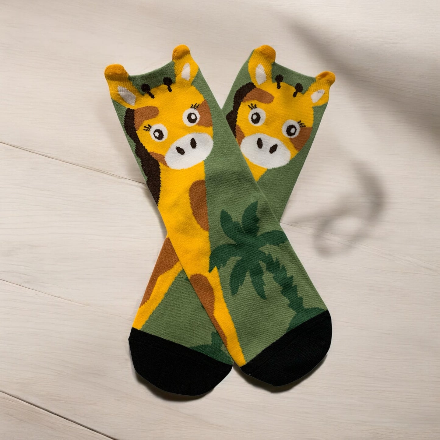 Giraffe Jungle Animal Fun Socks for Adults and Older Children Ages 12 plus
