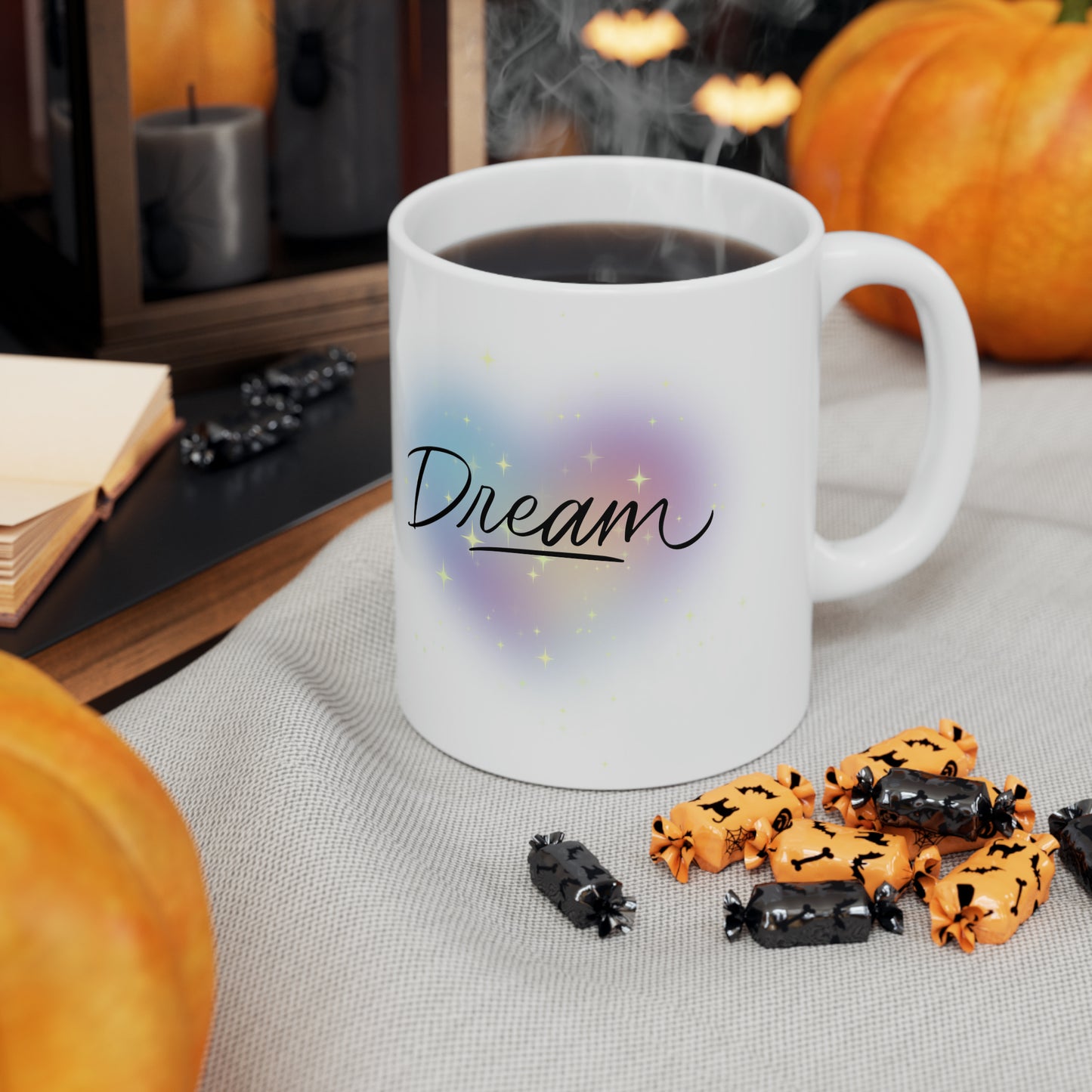 Dream Rainbow Heart Ceramic Mug, 11oz