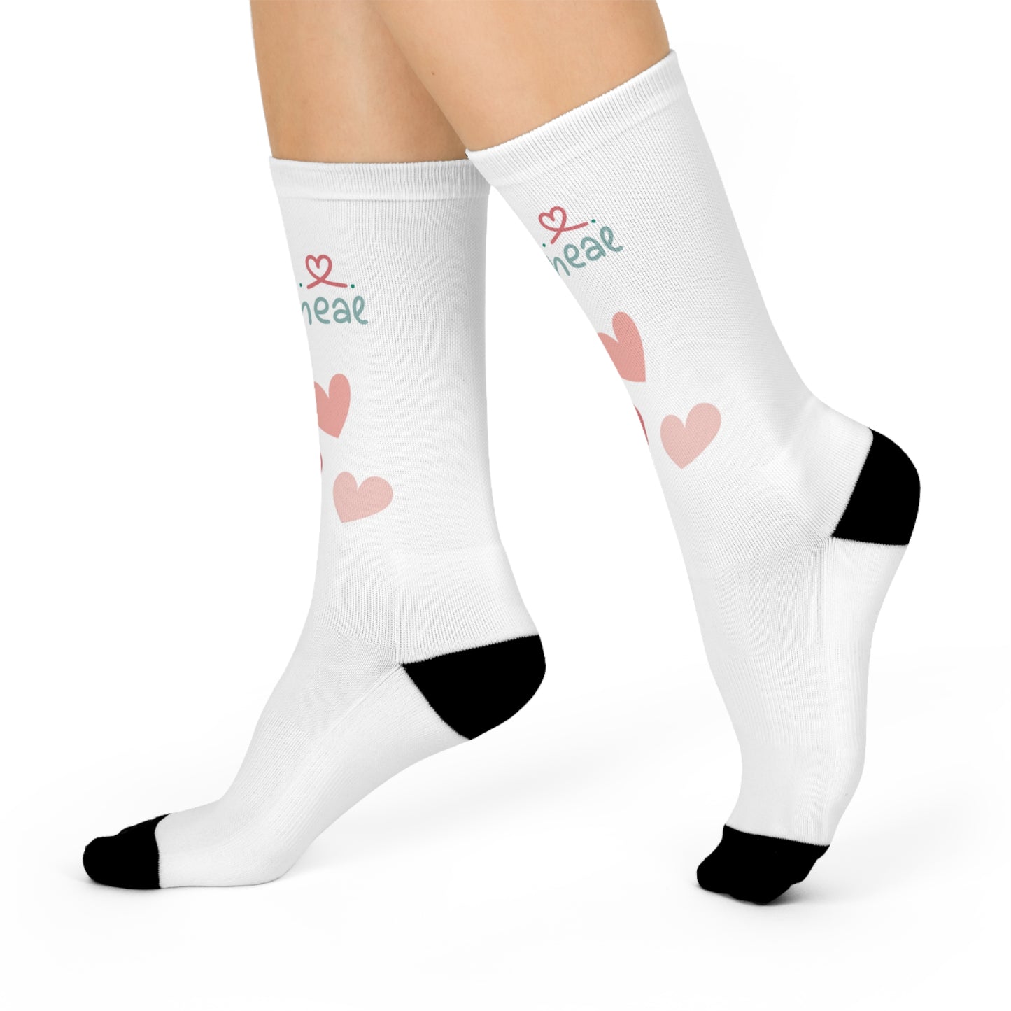 I Can Heal Pink Hearts Cushioned Crew Socks