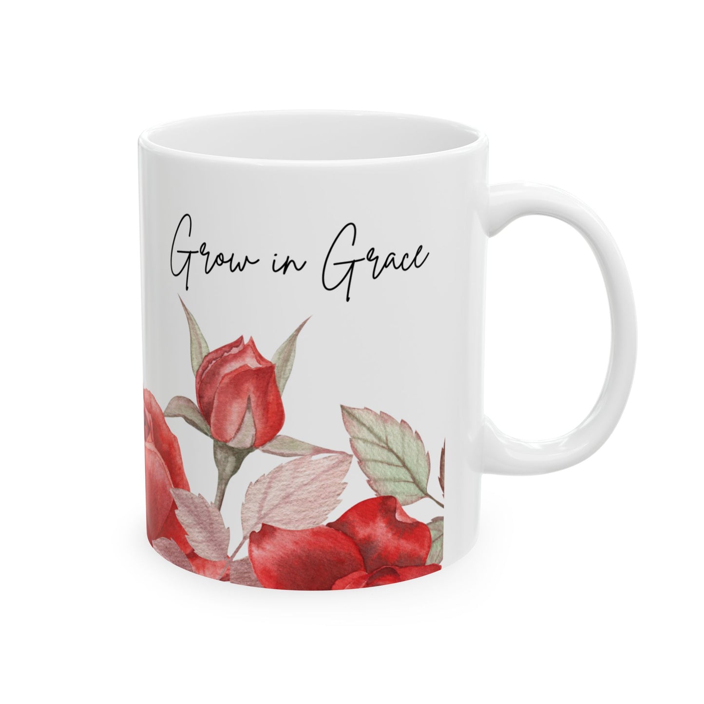 Grow in Grace Red Roses Ceramic Mug 11oz