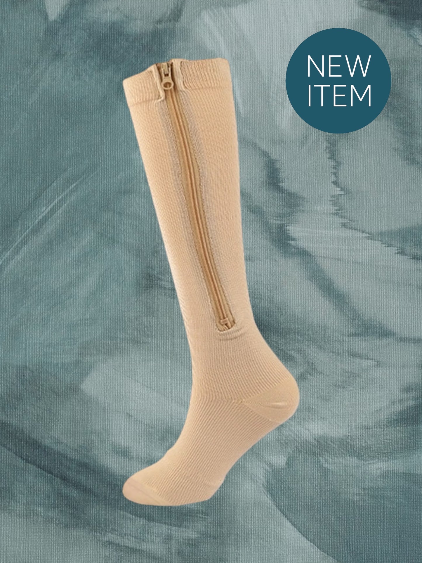 Closed Toe with Zipper BEIGE Light Compression Stockings