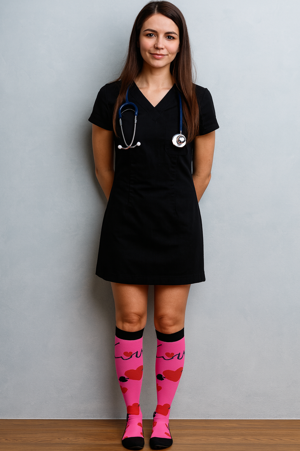 Valentines Red Hearts on Hot Pink Light Compression Socks