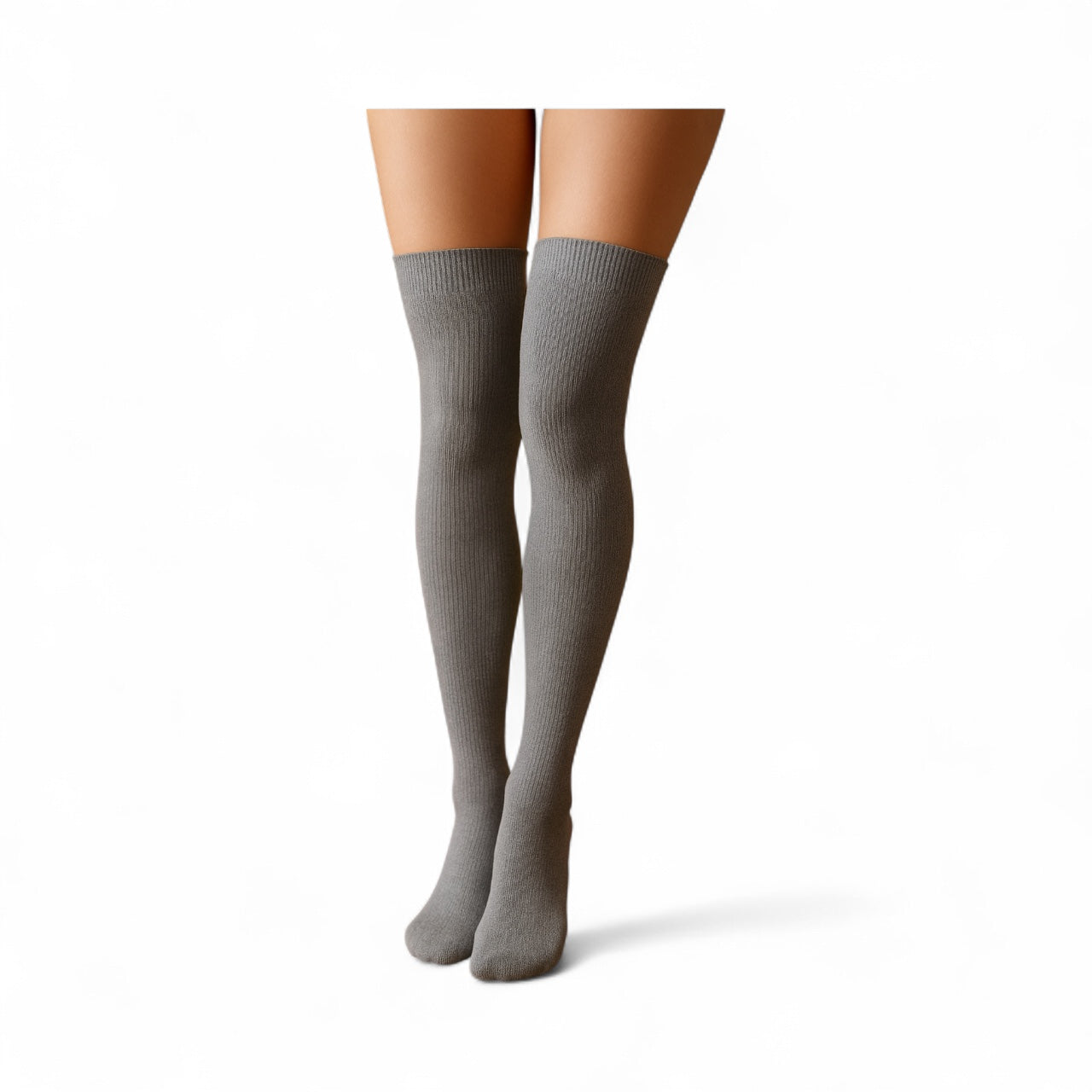 Grey Thigh High Closed Toe Light Compression Socks for Men and Women