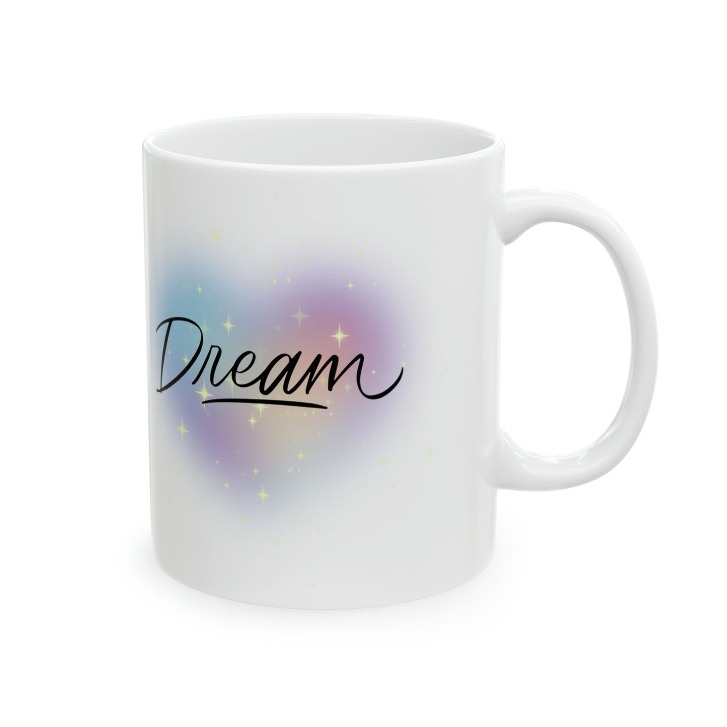 Dream Rainbow Heart Ceramic Mug, 11oz