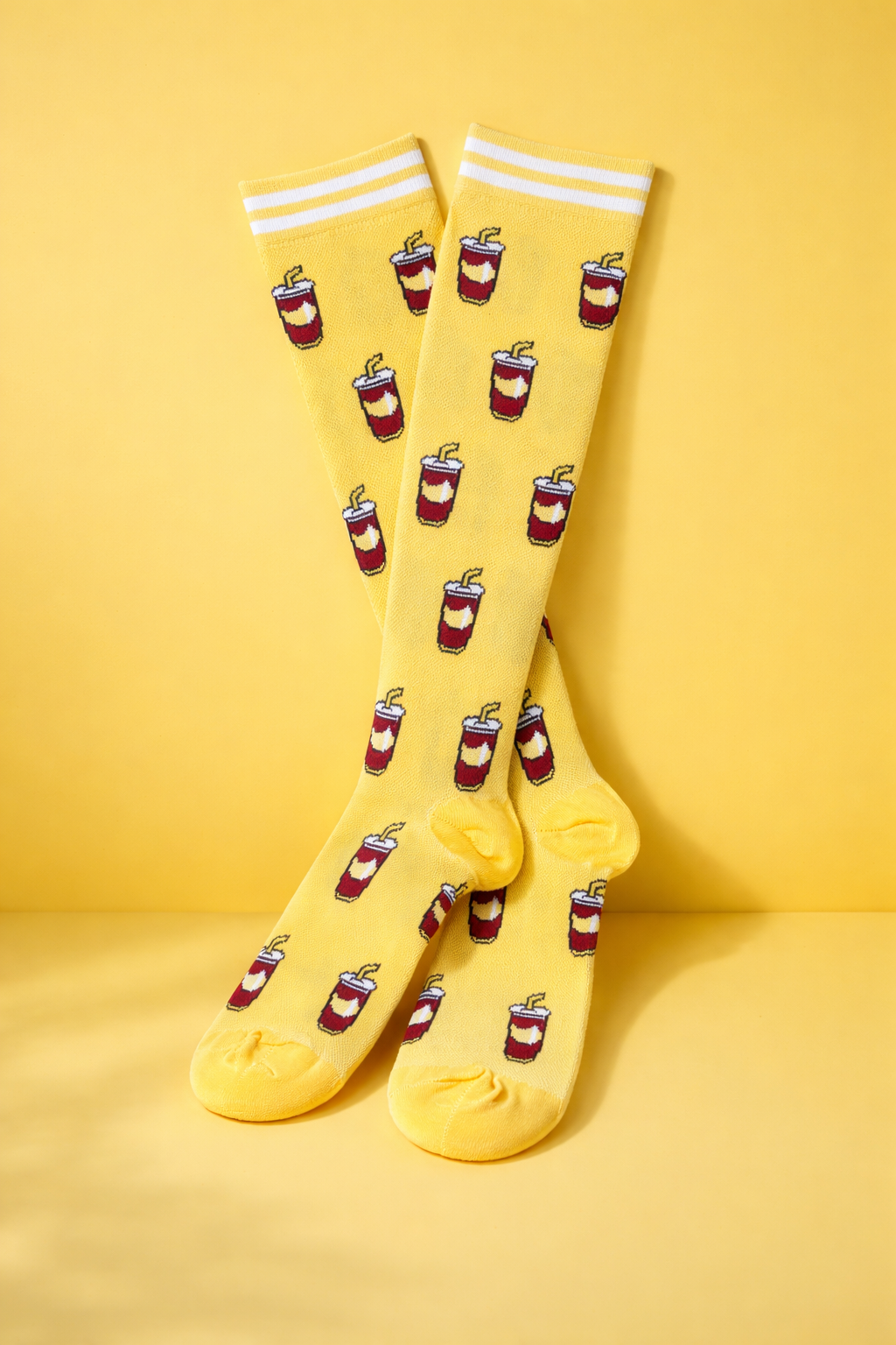 Soda Pop Cola on Yellow Light Compression Socks
