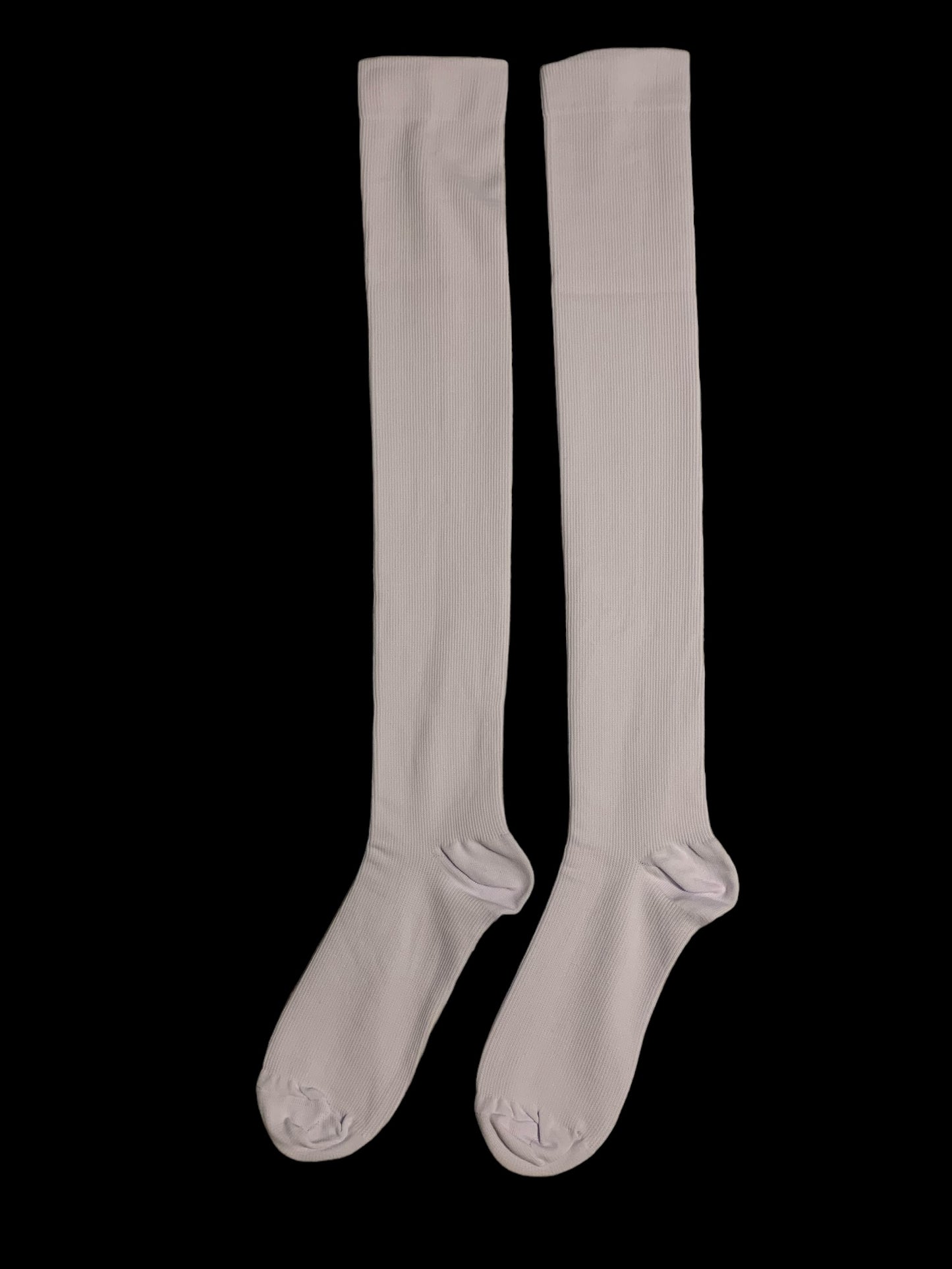 Compression Stockings Thigh High WHITE Closed Toe, Light