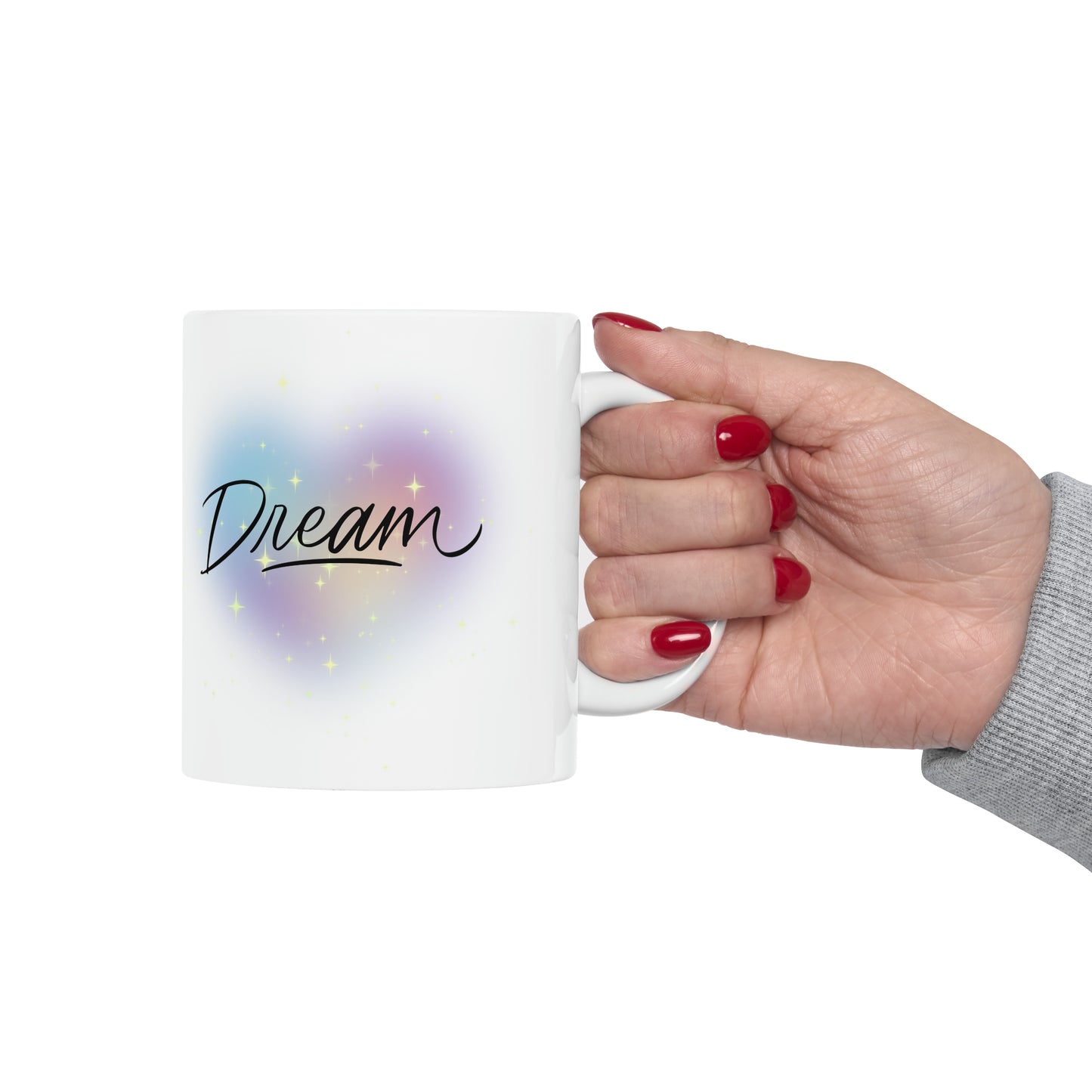 Dream Rainbow Heart Ceramic Mug, 11oz