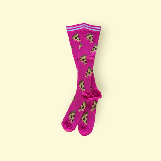 Pizza in Pink Light Compression Stockings