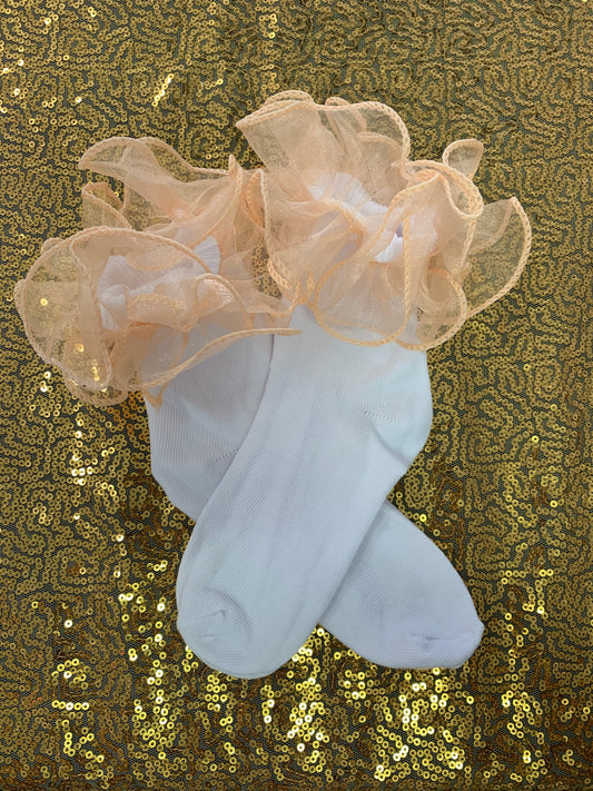 Ruffle Girl White Crew Socks