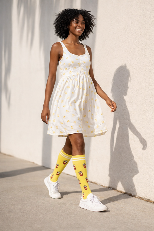 Soda Pop Cola on Yellow Light Compression Socks