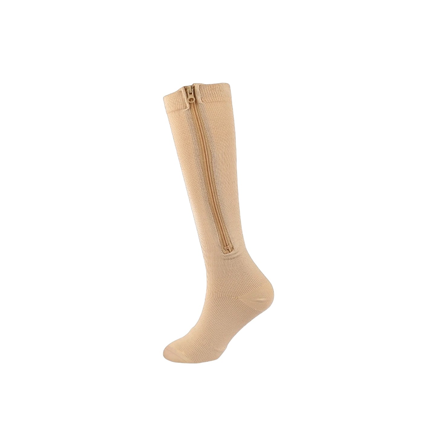 Closed Toe with Zipper BEIGE Light Compression Stockings