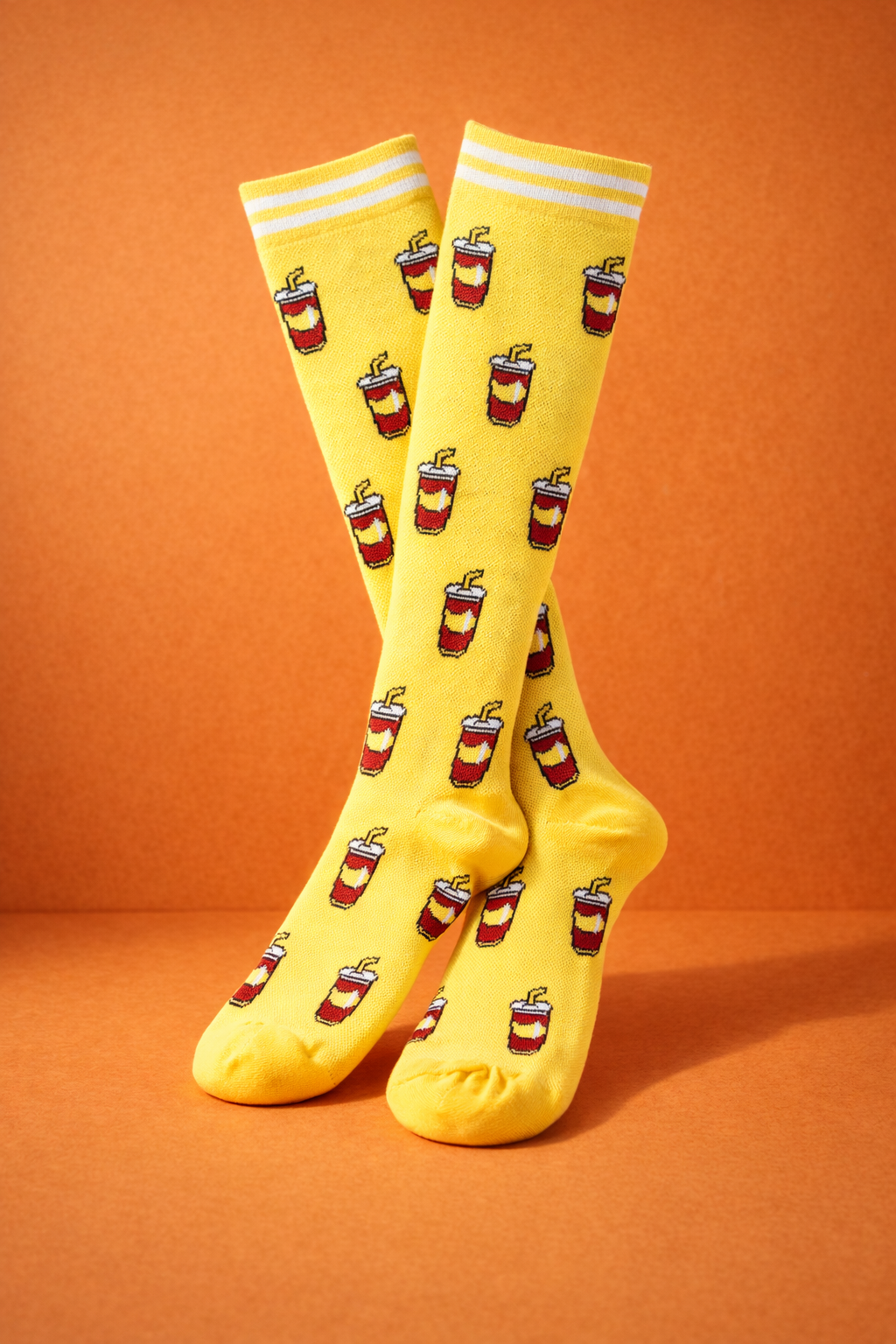 Soda Pop Cola on Yellow Light Compression Socks
